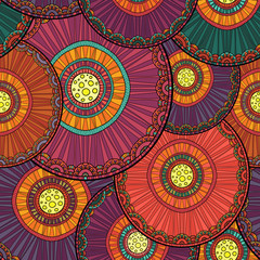 Doodleart mandala design. Hand drawn forest background.