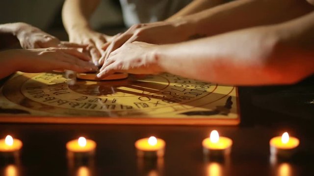 group of people at a spiritualistic. people call spirits