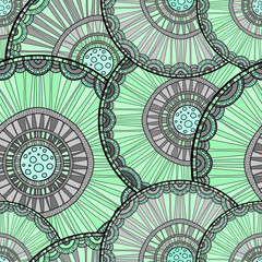 Doodleart mandala design. Hand drawn forest background.