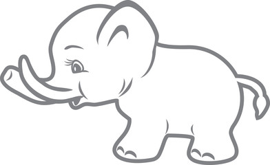 Baby elephant. Outline drawing