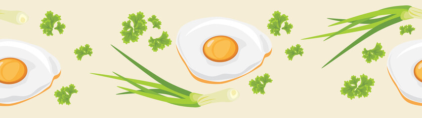 Fried eggs. Seamless banner