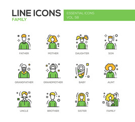 Family - line design icons set