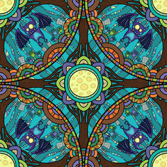 Hand drawn tribal bat in the forest for Happy Halloween.