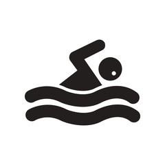 flat icon in black and white style man swimmer  