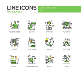 Gardening - line design icons set