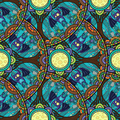 Hand drawn tribal bat in the forest for Happy Halloween.