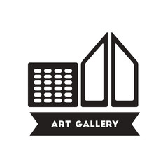 flat icon in black and white style building art gallery  