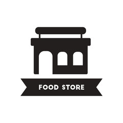 flat icon in black and white style building grocery store  