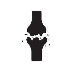 flat icon in black and white style bone fracture 