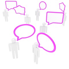 people with talk bubbles isolated over a white background. 3d rendering.