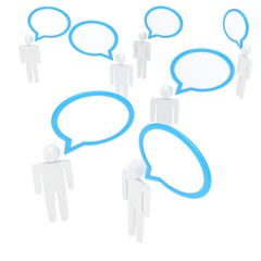 people with talk bubbles isolated over a white background. 3d rendering.