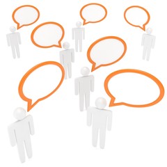 people with talk bubbles isolated over a white background. 3d rendering.
