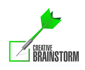 Creative Brainstorm check dart sign concept