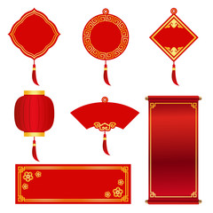 Red and gold Banner label for chinese new year and chinese festival vector set design