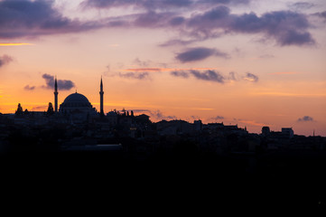 Naklejka premium View of Istanbul on sunset