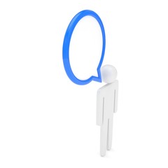 3d man with talk bubbles isolated over a white background. 3d rendering.