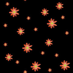 Fototapeta na wymiar Neon watercolor pattern of a cosmos flowers