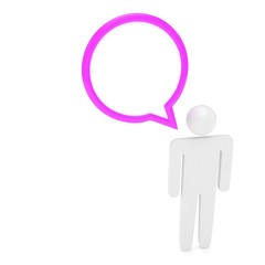 3d man with talk bubbles isolated over a white background. 3d rendering.