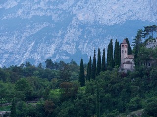 Castle on mountains in Lasino, Trento in Italy