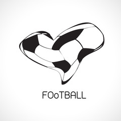 Football in heart shape. soccer ball shaped as a heart isolated on white background. vector illustration