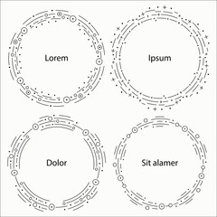 Cute vector frames in mono line trendy style. Vector illustration