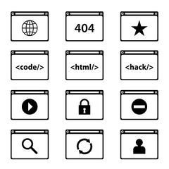 Different web browser icons set with rounded corners. Vector design elements