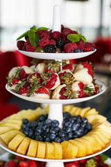 colorful fruit and berries pyramid