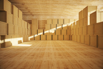 Spacious wooden warehouse