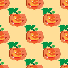 Fototapeta premium Seamless pattern with Happy Halloween pumpkin