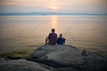 Papier Peint photo autocollant Pêcher Pêche au coucher du soleil