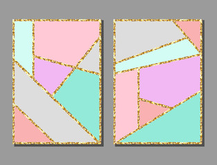 Set of artistic colorful universal cards. Wedding, anniversary, birthday, holiday, party. Design for poster, card, invitation.