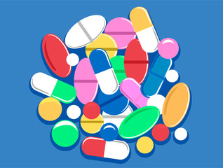 Vector Illustration of Colorful Pills Tablet and Capsules
