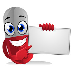 Vector Illustration of Red Capsule holding Blank Board