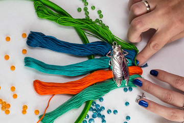 set for making a Dreamcatcher, beads, thread