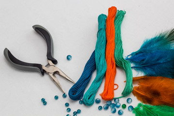 set for making a Dreamcatcher, beads, thread