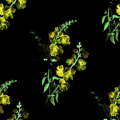 Obraz na płótnie Canvas Neon watercolor blue flowers pattern