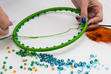set for making a Dreamcatcher, beads, thread