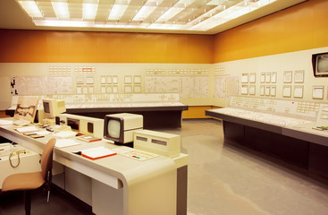 Old computer system inside the control panel of the Zwentendorf Nuclear Power Plant