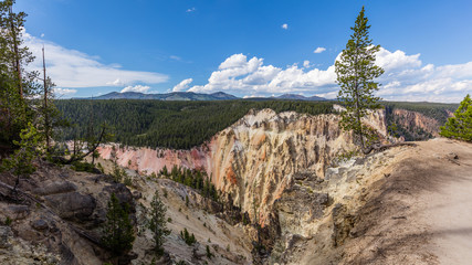 Rocky walls along the Grand Canyon of the Yellowstone. Amazing mountain landscape. Point sublime on...