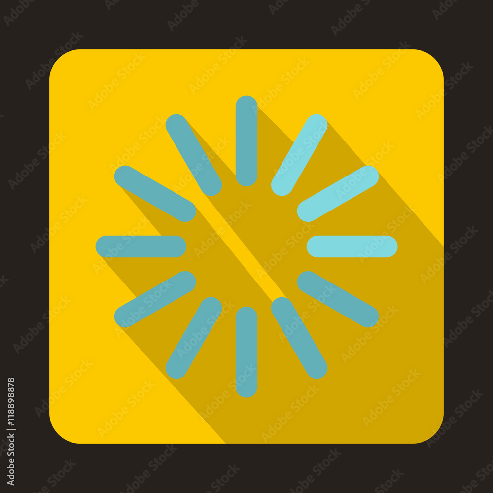 Poster loading circle icon in flat style on a yellow background