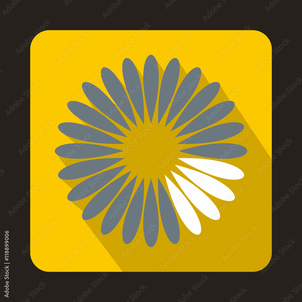 Poster loading circle icon in flat style on a yellow background