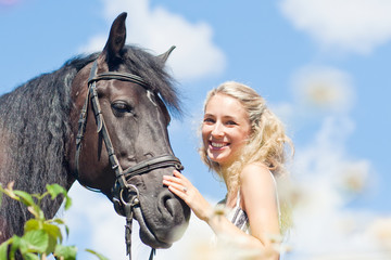 Beautiful woman and horse