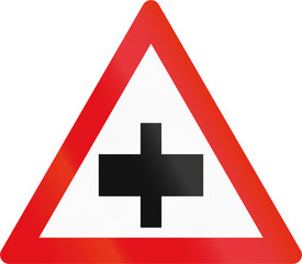 Road sign used in the African country of Botswana - Crossroad without priority
