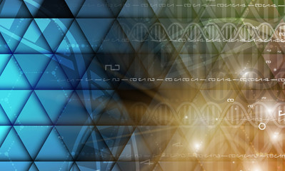 dna and medical and technology background. futuristic molecule structure presentation