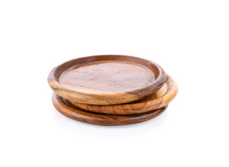 hand craft wooden saucer on white background