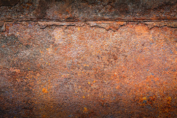 Rusty metal texture or rusty metal background. Grunge retro vintage of rusty metal plate for design with copy space for text or image. Dark edged.