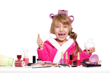 Little girl in bathrobe