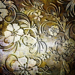 floral metal plate background