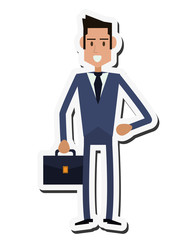 businessman suitcase cartoon man male avatar business suit cloth icon. Flat and Isolated design. Vector illustration