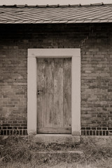 Rectangular doorway on brick building